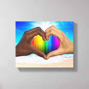 SlipperyJoe vivid rainbow gradient heart interraci Canvas Print