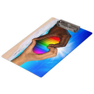 SlipperyJoe vivid rainbow gradient heart interraci Clipboard