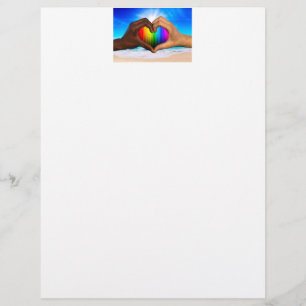 SlipperyJoe vivid rainbow gradient heart interraci Custom Letterhead