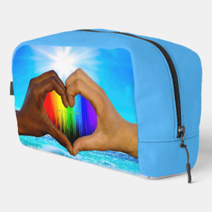 SlipperyJoe vivid rainbow gradient heart interraci Dopp Kit