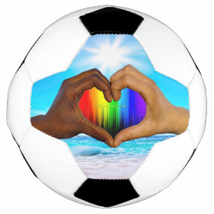 SlipperyJoe vivid rainbow gradient heart interraci Football