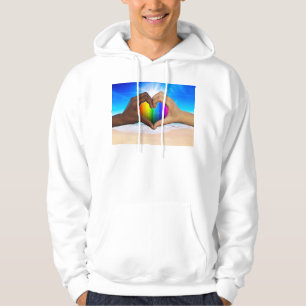 SlipperyJoe vivid rainbow gradient heart interraci Hoodie