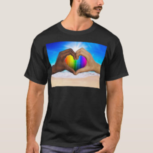 SlipperyJoe vivid rainbow gradient heart interraci T-Shirt
