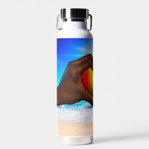 SlipperyJoe vivid rainbow gradient heart interraci Water Bottle