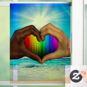 SlipperyJoe vivid rainbow gradient heart interraci Window Cling