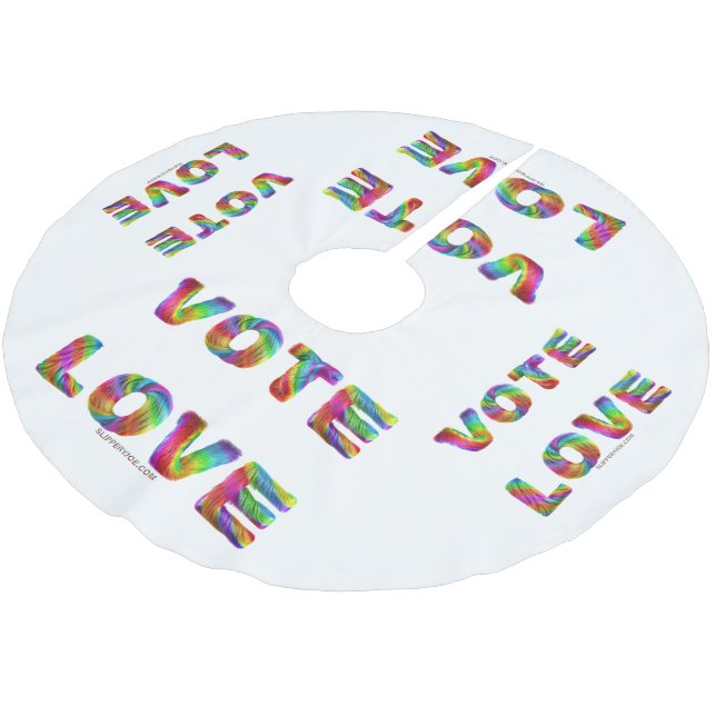 SlipperyJoe vote love equality rainbow-coloured fu Brushed Polyester Tree Skirt (Angled)