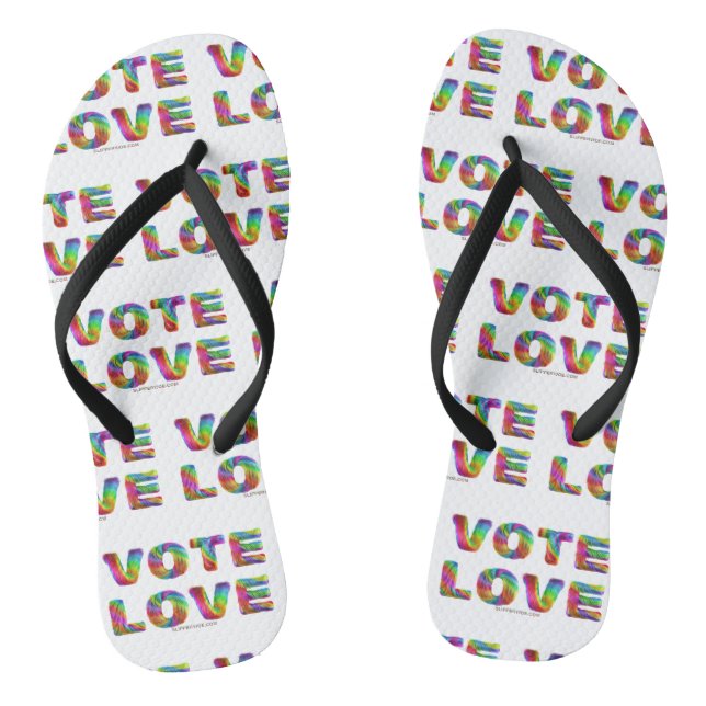 SlipperyJoe vote love equality rainbow-coloured fu Flip Flops (Footbed)