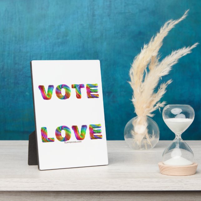SlipperyJoe vote love equality rainbow-coloured fu Plaque (Side)