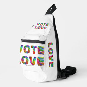 SlipperyJoe vote love equality rainbow-coloured fu Sling Bag