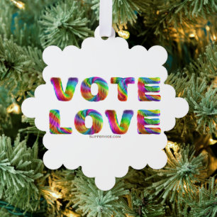 SlipperyJoe vote love equality rainbow-coloured fu Tree Decoration Card