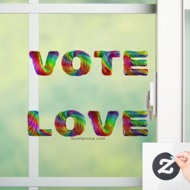 SlipperyJoe vote love equality rainbow-coloured fu Window Cling (Home)