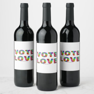 SlipperyJoe vote love equality rainbow-coloured fu Wine Label