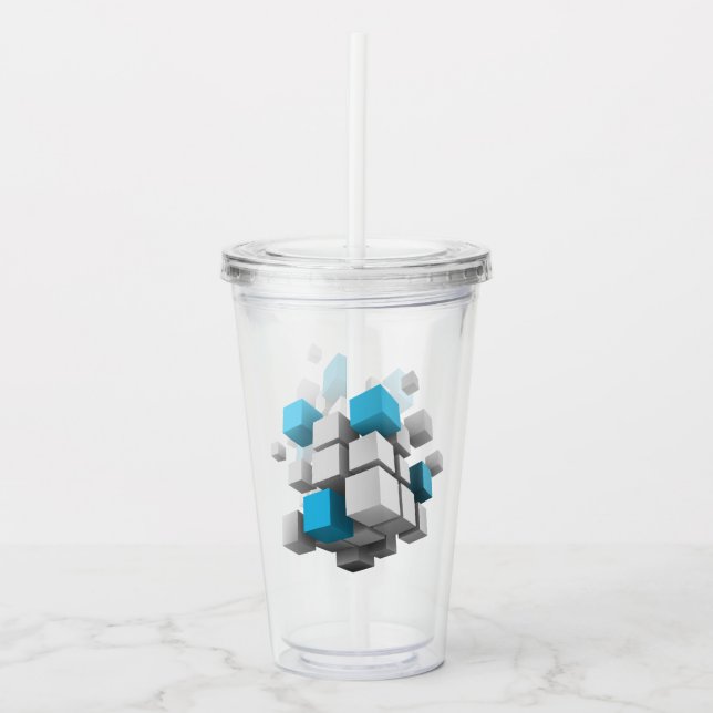 SlipperyJoe's 3D cubes captivating arrangement thr Acrylic Tumbler (Front)