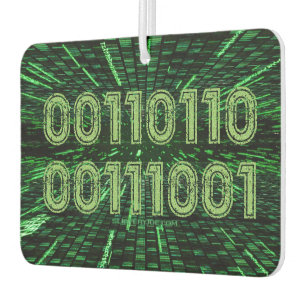 SlipperyJoe's 69 binary code vibrant green compute Car Air Freshener