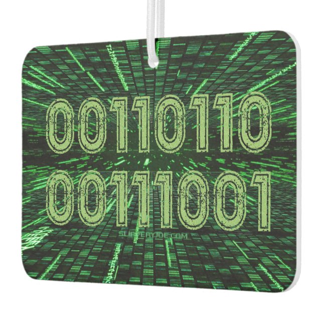 SlipperyJoe's 69 binary code vibrant green compute Car Air Freshener (Left)