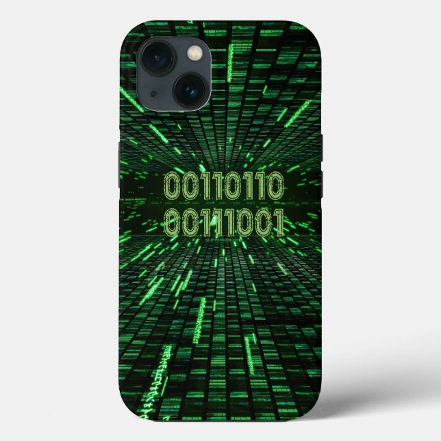 SlipperyJoe's 69 binary code vibrant green compute Case-Mate iPhone Case (Back)