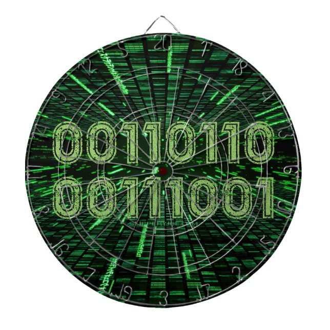 SlipperyJoe's 69 binary code vibrant green compute Dartboard (Front)
