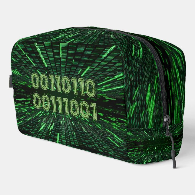 SlipperyJoe's 69 binary code vibrant green compute Dopp Kit (Right Corner)