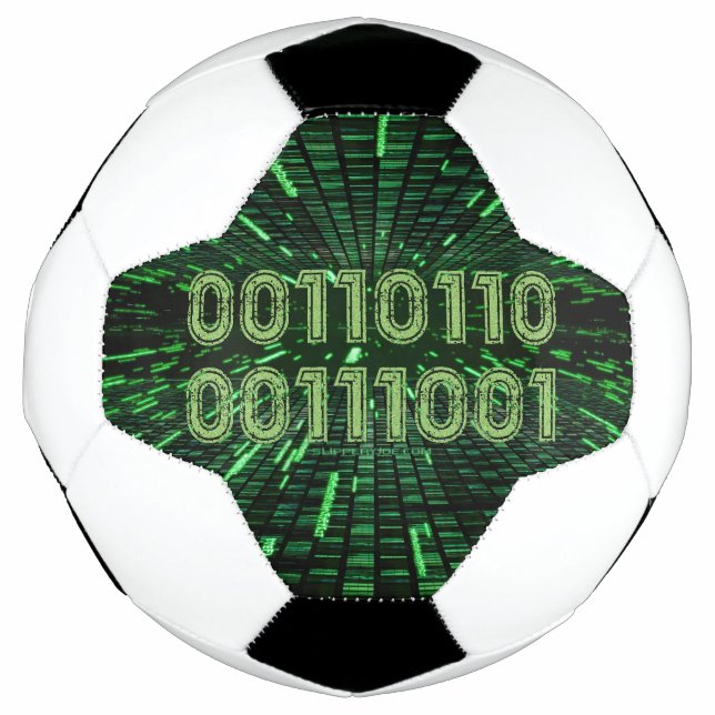 SlipperyJoe's 69 binary code vibrant green compute Football (Front)