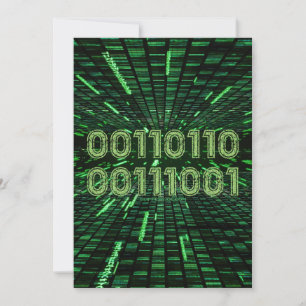 SlipperyJoe's 69 binary code vibrant green compute Holiday Card
