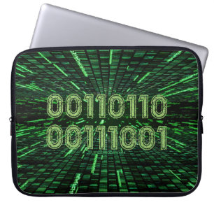 SlipperyJoe's 69 binary code vibrant green compute Laptop Sleeve