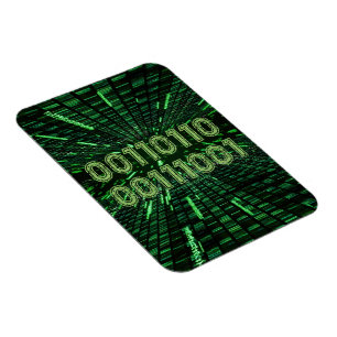SlipperyJoe's 69 binary code vibrant green compute Magnet