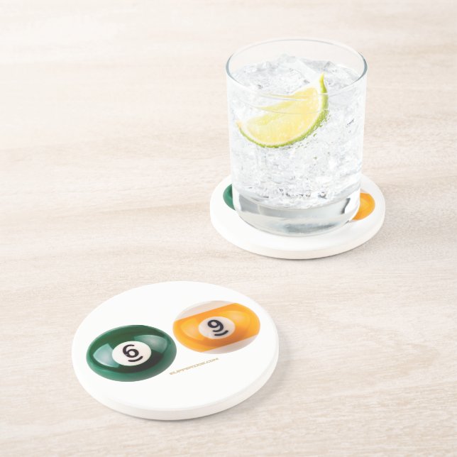 SlipperyJoe's 69 hard pool table two billiard ball Coaster (Side)
