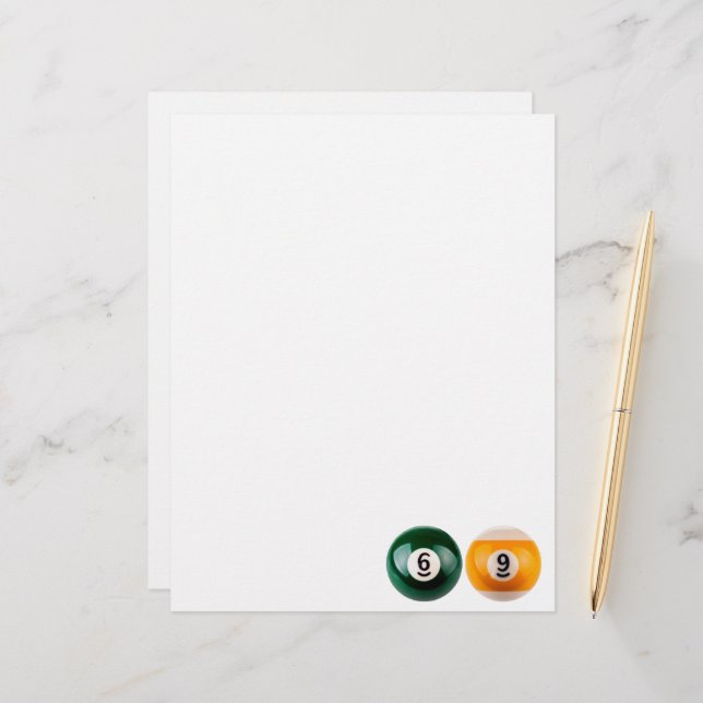 SlipperyJoe's 69 hard pool table two billiard ball Custom Letterhead (Front/Back In Situ)