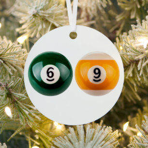 SlipperyJoe's 69 hard pool table two billiard ball Metal Tree Decoration
