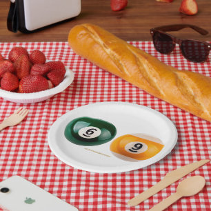 SlipperyJoe's 69 hard pool table two billiard ball Paper Plate
