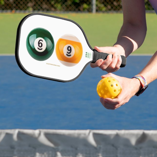 SlipperyJoe's 69 hard pool table two billiard ball Pickleball Paddle (Insitu)