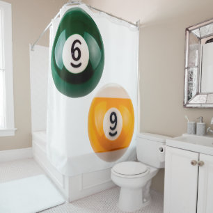 SlipperyJoe's 69 hard pool table two billiard ball Shower Curtain