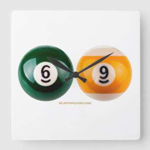 SlipperyJoe's 69 hard pool table two billiard ball Square Wall Clock