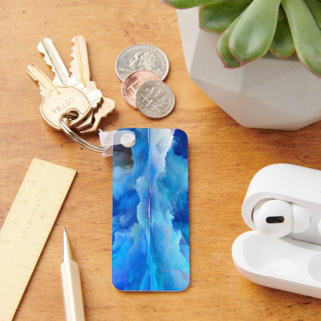 SlipperyJoe's abstract cloud artwork colorful surr Key Ring (Desk)