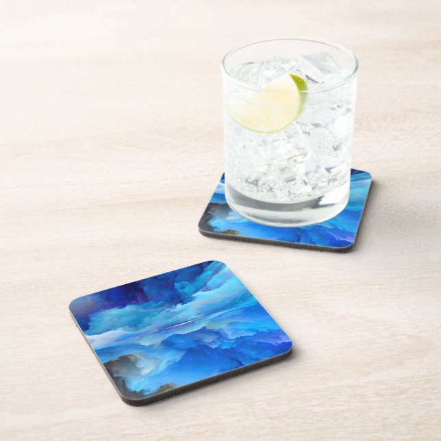 SlipperyJoe's abstract cloud artwork colourful sur Coaster (Right Side)