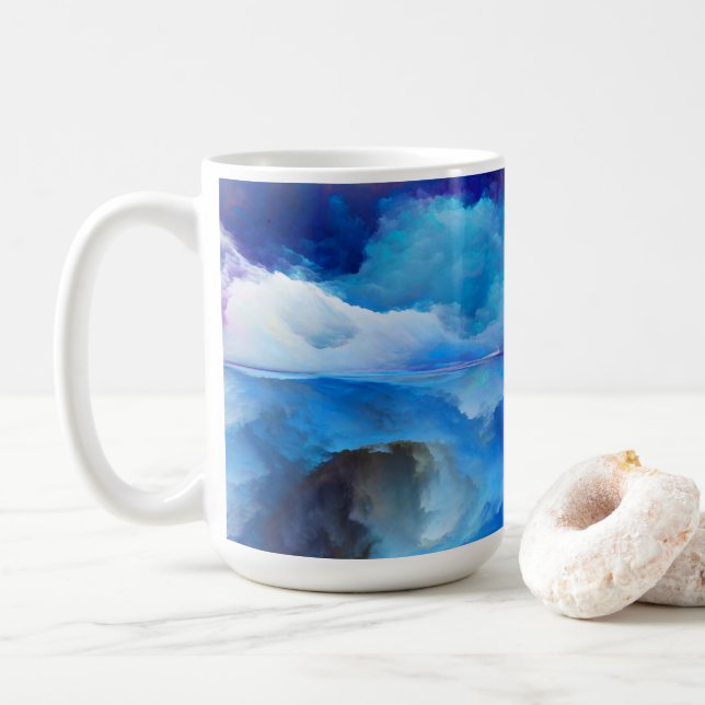 SlipperyJoe's abstract cloud artwork colourful sur Coffee Mug (With Donut)