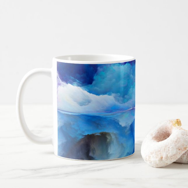 SlipperyJoe's abstract cloud artwork colourful sur Coffee Mug (With Donut)