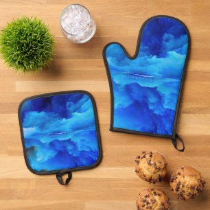 SlipperyJoe's abstract cloud artwork colourful sur Oven Mitt & Pot Holder Set
