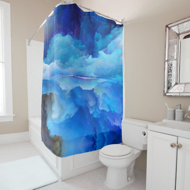 SlipperyJoe's abstract cloud artwork colourful sur Shower Curtain (In Situ)