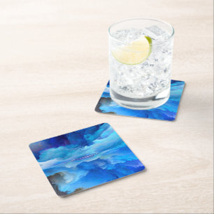 SlipperyJoe's abstract cloud artwork colourful sur Square Paper Coaster