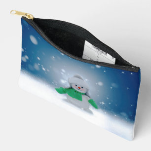 SlipperyJoe's adorable Christmas snowman character Accessory Pouch