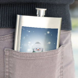 SlipperyJoe's adorable Christmas snowman character Hip Flask