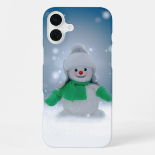 SlipperyJoe's adorable Christmas snowman character iPhone 16 Plus Case