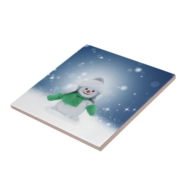 SlipperyJoe's adorable Christmas snowman character Tile (Side)
