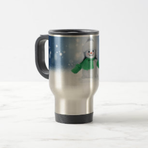 SlipperyJoe's adorable Christmas snowman character Travel Mug