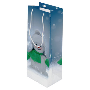 SlipperyJoe's adorable Christmas snowman character Wine Gift Bag