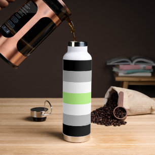 SlipperyJoe's Agender Pride Flag gay gifts LGBTQIA Water Bottle