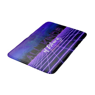 SlipperyJoe's all kinds wrong bold 3D text retro 1 Bath Mat