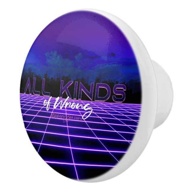 SlipperyJoe's all kinds wrong bold 3D text retro 1 Ceramic Knob (Right)