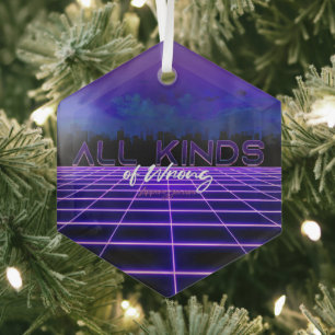 SlipperyJoe's all kinds wrong bold 3D text retro 1 Glass Tree Decoration